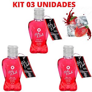 KIT 03 Óleo de Massagem Body Nudes Kgel Ice Morango 37ml