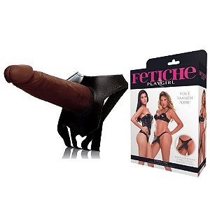 Strap On - cinta com pênis realístico - Marrom 16x4cm - Sexshop