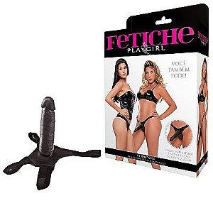 Strap On - cinta com pênis realístico - Preto 16x4cm - Sexshop