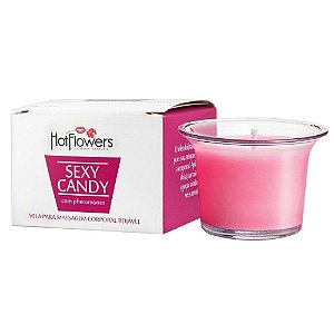 Vela Aromatizante Sexy Candy 40gramas HotFlowes MORANGO COM CHAMPANHE - Sex shop