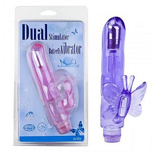 Vibrador com estimulador clitoriano borboleta - Sexshop