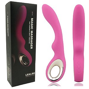 Vibrador de luxo Lealso recarregável com estimulador e detalhes em metal - Sex shop