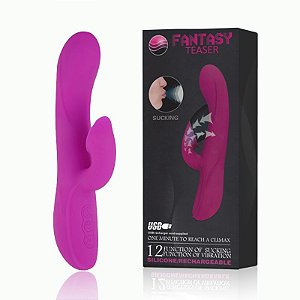 Vibrador em Silicone Recarregável com Sucção no Estimulador Clitoriano - FANTASY TEASER - Sexshop