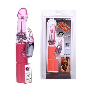 Vibrador Rotativo com Esferas Internas e Estimulador Coelho - CUTE BABY VIBRATOR - Sexyshop