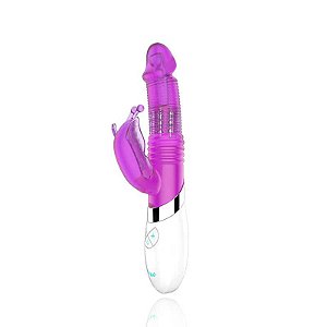 Vibrador Rotativo com Estimulador Borboleta com 6 Modos de Vibração e Rotação - DIBE - Sexshop