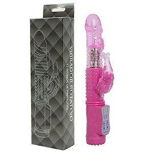 Vibrador rotativo com estimulador coelho e 12 vibrações - Sexshop