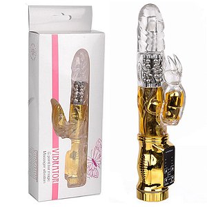 Vibrador Rotativo Dourado Estimulador clitoriano Coelho - Sex shop