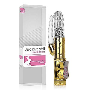 Vibrador Rotativo Jack Rabbit Dourado Com estimulador ANAL - Sex shop