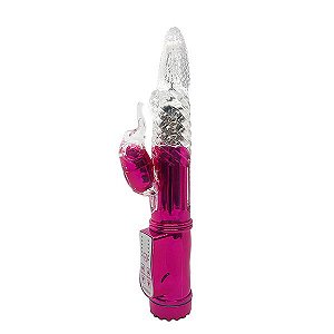 Vibrador Rotativo Jack Rabbit Recarregável - Rosa Cromado - Elefante - Sexshop