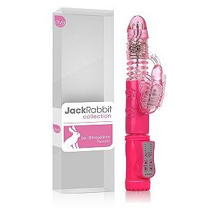 Vibrador Rotativo Jack Rabbit VAI E VEM - Rosa Borboleta - Sexshop