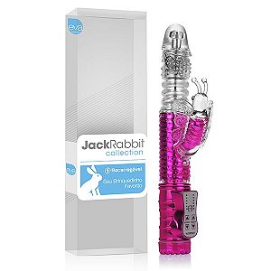 Vibrador Rotativo Jack Rabbit VAI E VEM RECARREGÁVEL - Rosa Cromado - Borboleta Sexshop