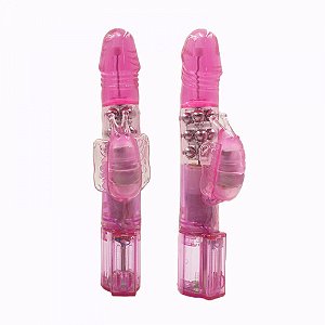 Vibrador Rotativo Multivelocidade com Estimulador Borboleta - Sexshop