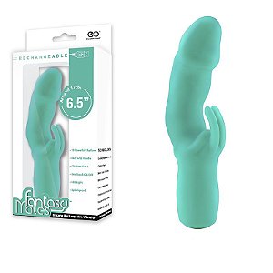 Vibrator Fantasy Males - Silicone Rechargeable W/Ultimate Clitoris Stimulator - 17cm verde - Sexshop