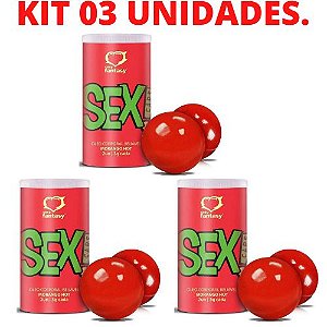kit 3 Bolinhas Beijáveis SEX CAPS 2 UND Morango Hot - Sexy Fantasy