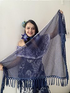 Xale Tricô Cobalto