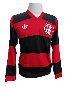 Camisa Retrô Flamengo - 80/83 - Mundial - Rubro Negra - Mangas Longas