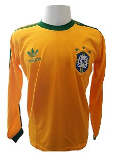 Camisa Retrô Seleção Brasileira 1978 - Amarelo Mangas Longas