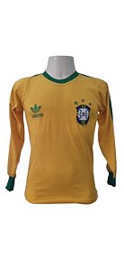 Camisa Retrô Seleção Brasileira 1978 - Amarelo Mangas Longas