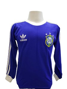 Camisa Retrô Seleção Brasileira 1978 - Azul - Mangas Longas