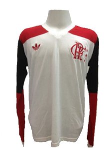 Camisa Retrô Flamengo - 80/83 - Mundial - Branca - Mangas Longas