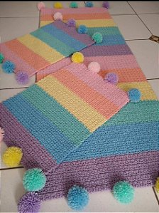 Kit com 2 tapetinhos Candy pompom - 60X40cm