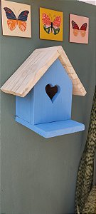 Casinha passarinho madeira azul