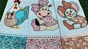 Pano de Prato Pronto com Bordado PatchWork 'Modelos Variados'