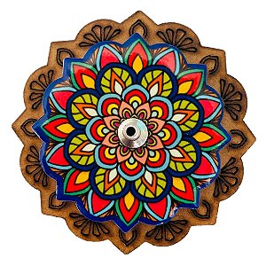 Incensário Mandala em resina e base em MDF - 7,5cm - Mandala Cód. 011