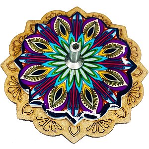 Incensário Mandala em Cerâmica e base em MDF 7,5cm - Mandala Cód. 022