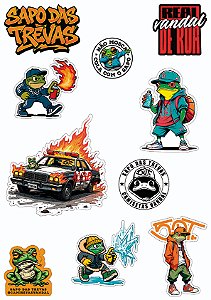 Cartela de Adesivos Sapo das Trevas | Camisetas Vandal - Promo R$25
