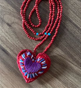 Colar Heart Boho Red