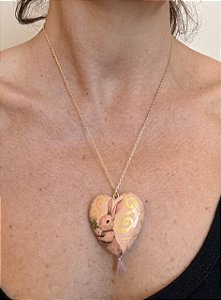 Colar Coração Coelho vintage