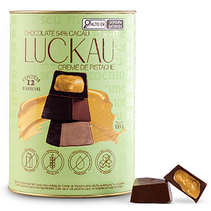 Lata Bombom 54% com Pistacchio (c.12 Unid) - Luckau