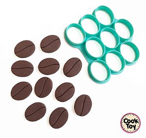Kit Grão de Café | Placa 9 cortes + 1 Carimbo | Biscoito de 3 cm