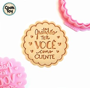 Gratidão ao Cliente | Cortador + Carimbo de biscoito | 6 cm
