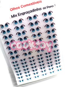 Aplique de Olhos Comestíveis para Brigadeiro - 62 Pares | MIX Modelo Menina