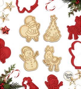 KIT NATAL 01  | Cortador + Carimbo de Biscoito | 6 cm