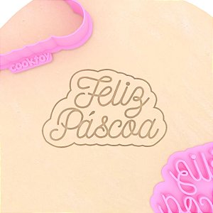 Feliz Páscoa Lettering | Cortador + Carimbo