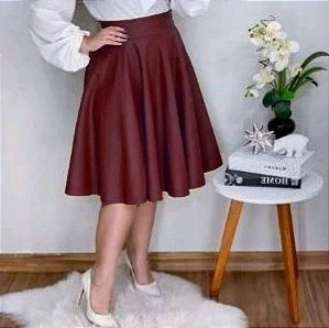 Avi Moda Cristã - Saia CAMILA Godê Midi Suede - Feminina Cristã Evangélica