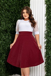 PP ao GG - Saia Geovana Rodada MALHA LUREX - Moda Evangélica Cristã