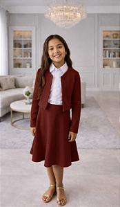 CONJUNTO JUVENIL MELISSA - CASACO E SAIA RODADA - MODA EVANGÉLICA