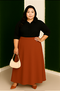 XG ao G4 - EMILY - Saia Longa Rodada Malha Crepe Premium - Moda Evangélica Cristã Comportada