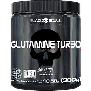Glutamine Turbo Caveira Preta - Glutamina 300g - Black Skull