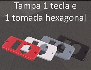 TAMPA 1 TECLA + 1 TOMADA HEXAGONAL CAIXA 1/2"-3/4" PVC ANTICHAMA