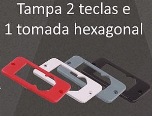 TAMPA 2 TECLAS + 1 TOMADA HEXAGONAL CAIXA 1/2"-3/4" PVC ANTICHAMA