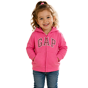 Moletom Infantil GAP Rosa Pink Com Capuz E Zíper