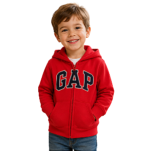 Moletom Infantil GAP Vermelho Com Capuz E Zíper