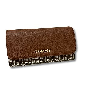 CARTEIRA TOMMY MARROM CARAMELO COM LOGO