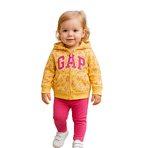 Moletom Infantil GAP Floral Com Capuz E Zíper feminino