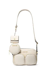 Bolsa Michael Kors Jet Set Média Couro Branca Transversal Original